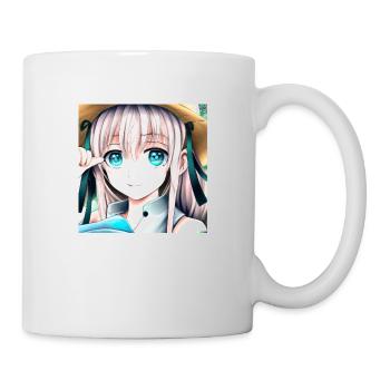 Anime Girl aux yeux bleus - Mug blanc - blanc - Droite