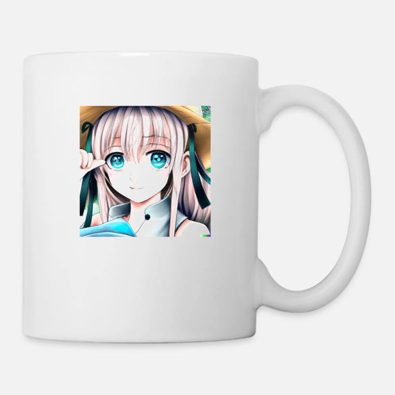 Anime Mädchen mit blauen Augen - Tasse - Weiß