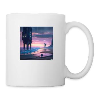 L’art numérique de plage du futur - Mug blanc - blanc - Droite