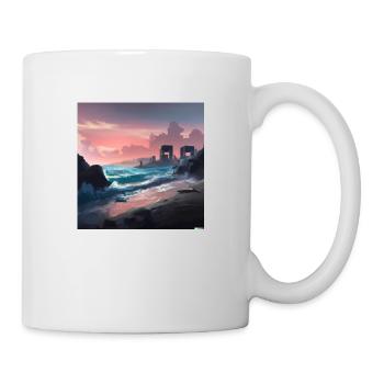 Futur art numérique de plage dystopique - Mug blanc - blanc - Droite