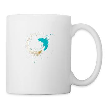 Kunstdruck - Malerei / Nachthimmel türkis gold - Tasse - Weiß - Rechts