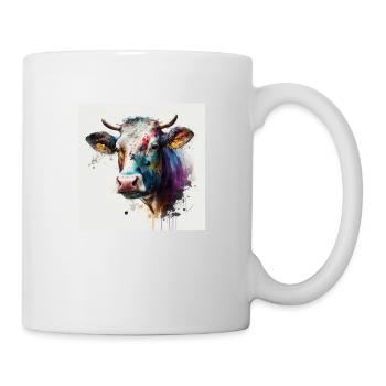 Kuh Wasserfarbe - Tasse - Weiß - Rechts