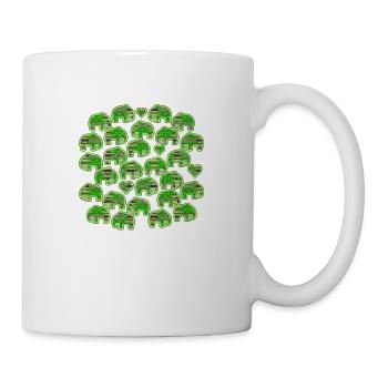 Elefant und Herzen grün - Tasse - Weiß - Rechts