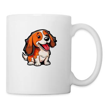 Süßer Hund, Cartoon, sitzend, Cute Dog, rechts - Tasse - Weiß - Rechts