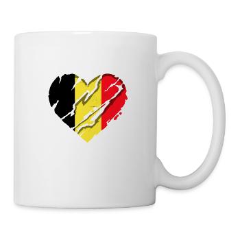 Belgium Flag Vintage Belgian Flag Heart - Mug - white - Right
