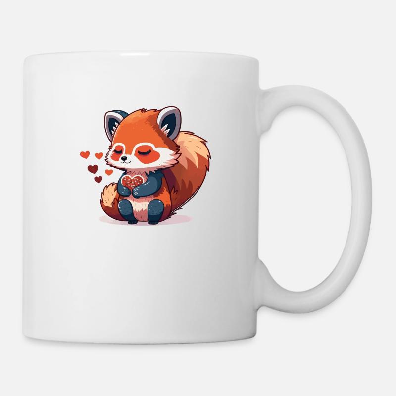 roter Panda mit Herz - Tasse - Weiß