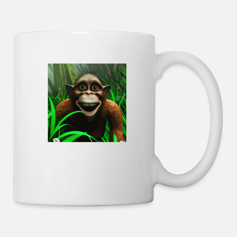 Lachender Affe im Urwald - Tasse - Weiß
