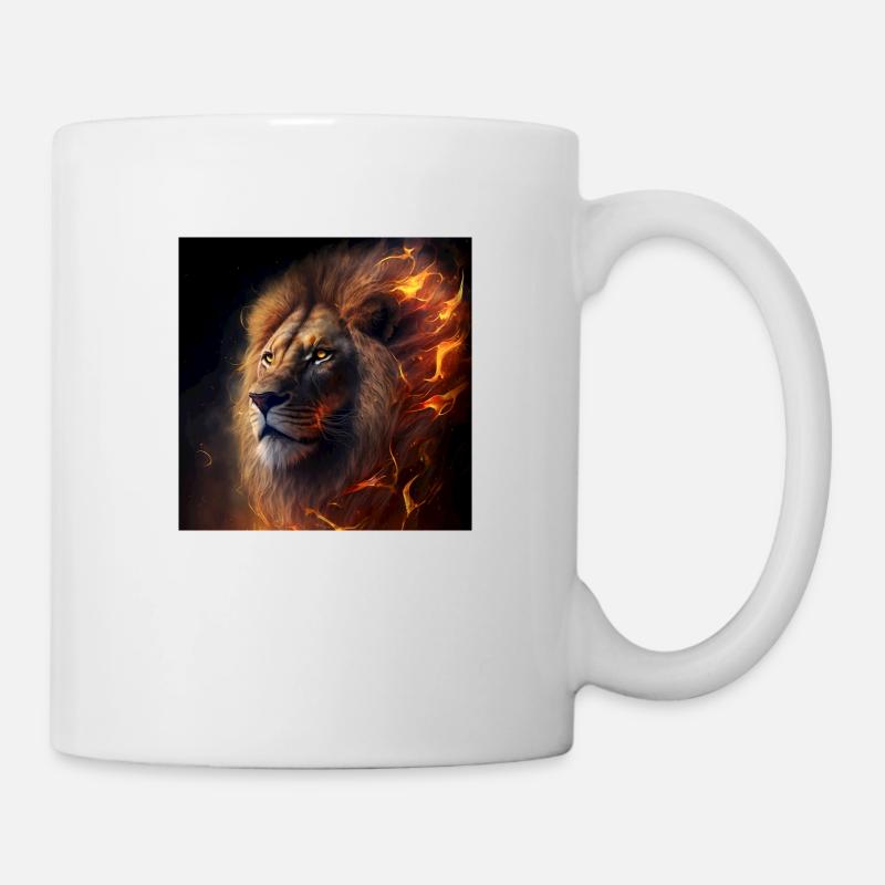 Flammender Löwe - Tasse - Weiß