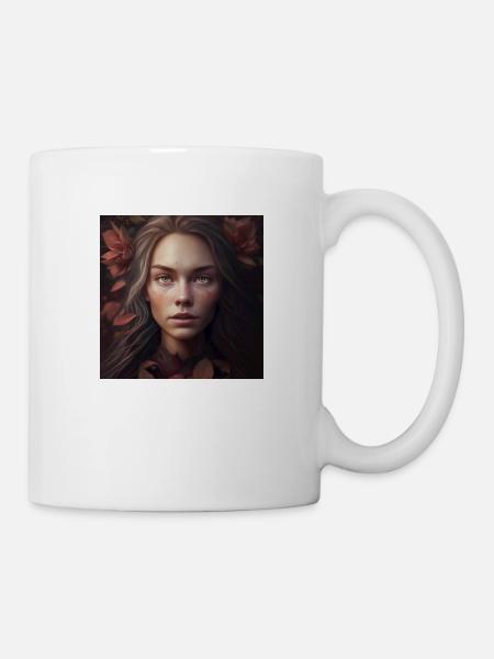 Weibsbild im Herbstlaub - Tasse - Weiß