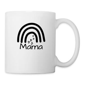 Mama, Mamaspruch mit Regenbogen und Herzchen - Tasse - Weiß - Rechts