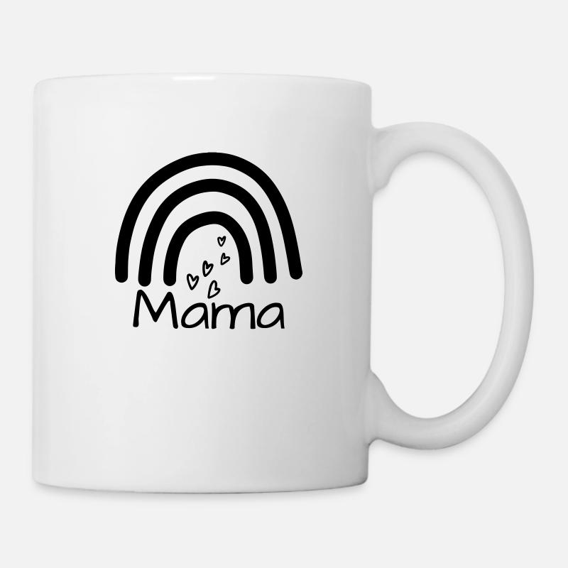 Mama, Mamaspruch mit Regenbogen und Herzchen - Tasse - Weiß