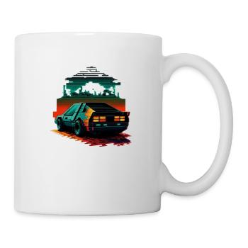 Voiture de sport 8 bits dans le look de jeu vidéo rétro de science-fiction - Mug blanc - blanc - Droite