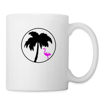 Palmier flamant rose - Mug blanc - blanc - Droite