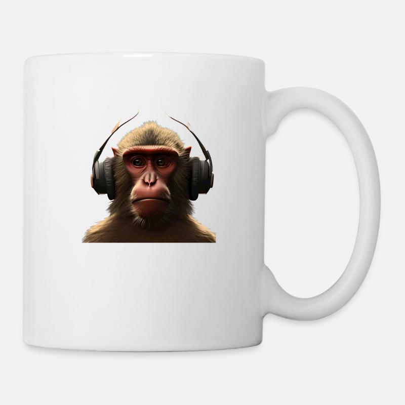 Monkey Headphone T-shirt - Mug - white