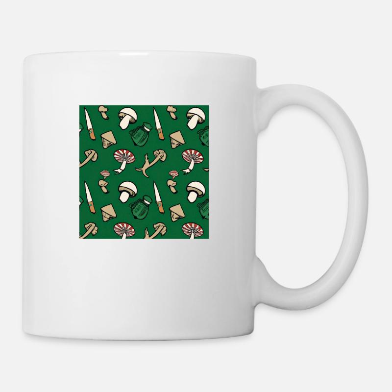 Muster mit Pilzen - Tasse - Weiß