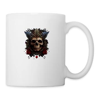 Splash multicolor skull. Aztec indian skull - Mug - white - Right