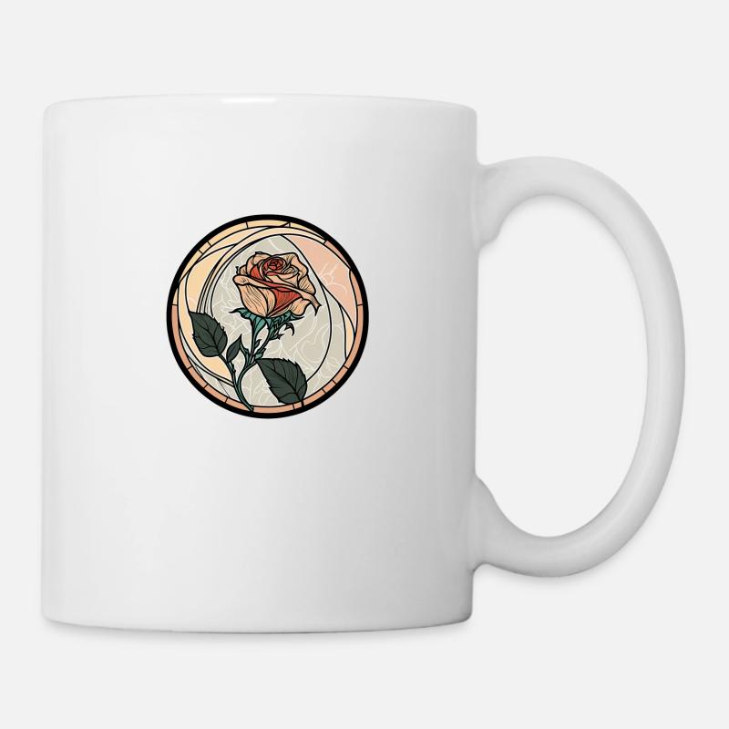 Rose façon vitrail - Mug blanc - blanc