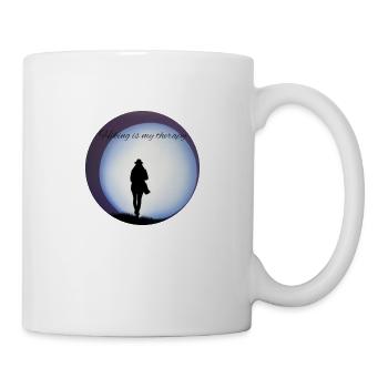 Hiking is my therapy - Wandern - Tasse - Weiß - Rechts