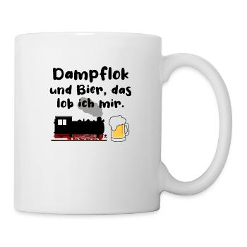 Dampflok Bier Eisenbahn Eisenbahner Spruch - Tasse - Weiß - Rechts
