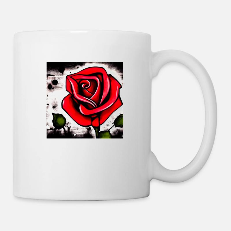Red rose graffiti style - Mug - white