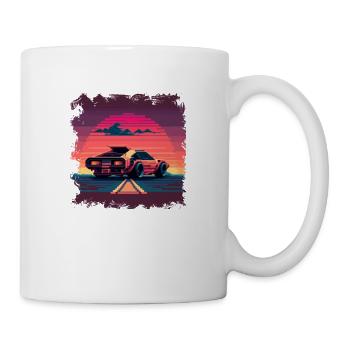 Retro sports car pixel art in the guise of the future - Mug - white - Right