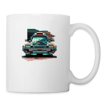 Front of a car in pixelated 8 bit style - Mug - white - Right