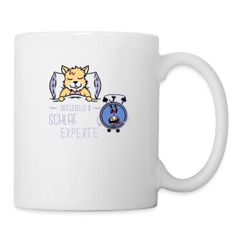 Wecker Getriebe Uhrzeit Katze Bett schlafen müde - Tasse - Weiß - Rechts