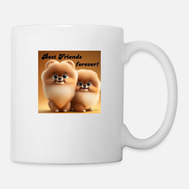 POMMERANIAN 2 BFF chiots mignons petit mignon - Mug blanc - blanc