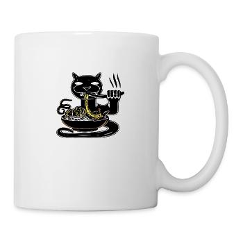 Panthère qui mange des nouilles - Mug blanc - blanc - Droite
