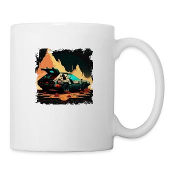 Retro racing car on the planet surface - Mug - white - Right