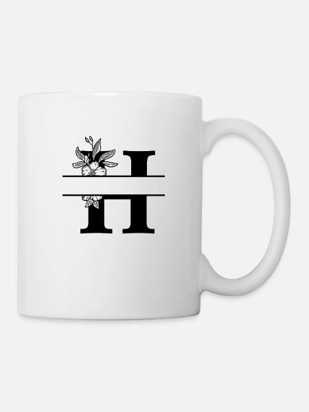 Personalisierter Blumenbuchstabe H - Tasse - Weiß