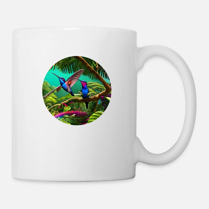 Les colibris dans la forêt tropicale dans l’art numérique - Mug blanc - blanc