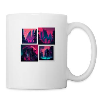 strange new world city im cyber punk stiyl in neon - Tasse - Weiß - Rechts