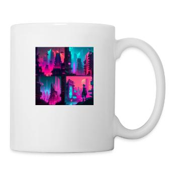 strange new world city im cyber punk style neon - Tasse - Weiß - Rechts