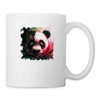 Panda Bär Kopf Closeup als Sci-Fi Illustration - Tasse - Weiß - Rechts
