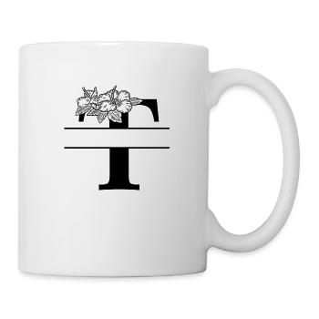 Personalisierter Blumenbuchstabe T - Tasse - Weiß - Rechts