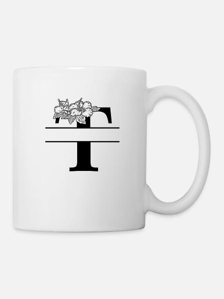 lettre t floral personnalisé - Mug blanc - blanc