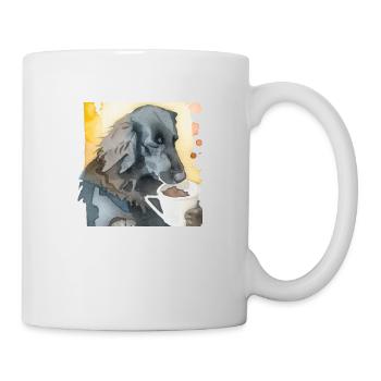 Flat coated retriever drinking coffee - Tasse - Weiß - Rechts