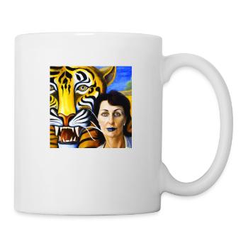 Tiger and woman drawn like Salvadore - Mug - white - Right