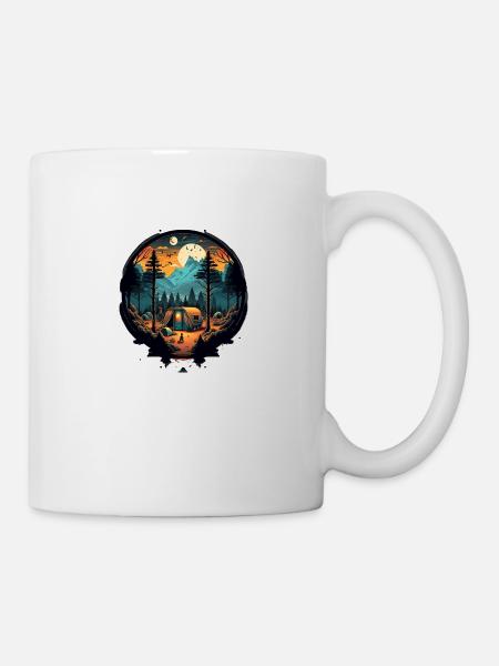 Camping adventure at the foot of a mountain - Mug - white