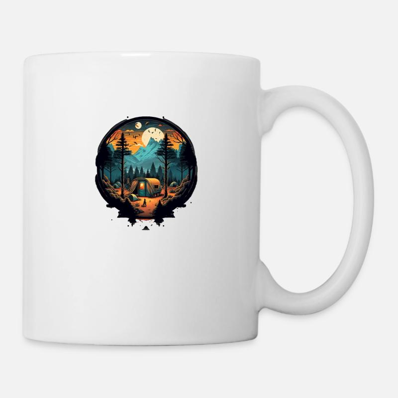 Camping Abenteuer am Fuß eines Berges - Tasse - Weiß