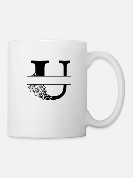 lettre u floral personnalisé - Mug blanc - blanc