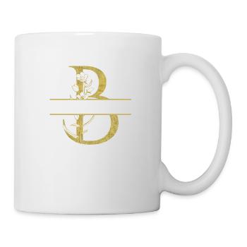 Personalisierter goldener Blumenbuchstabe B - Tasse - Weiß - Rechts