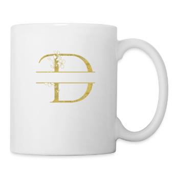 lettre d doré floral personnalisé - Mug blanc - blanc - Droite