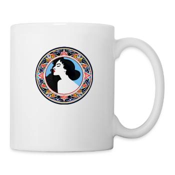 Woman Badge ArtNouvaue 06 01 - Tasse - Weiß - Rechts