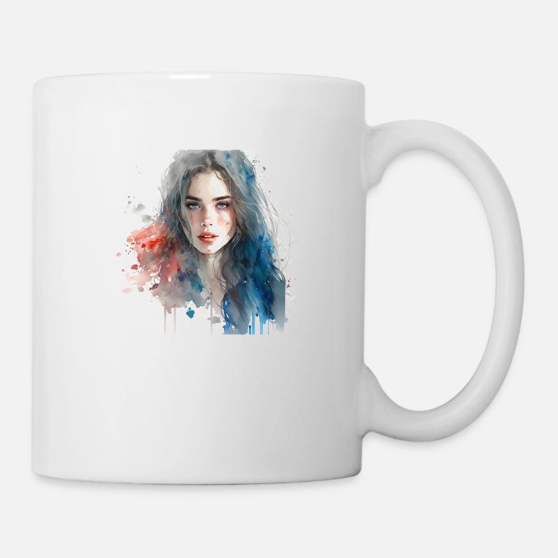Portrait peinture à l''eau - Mug blanc - blanc