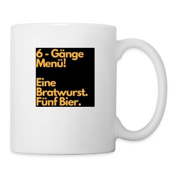 Mallorca - 6 Gänge Menü Eine Bratwurst Fünf Bier - Tasse - Weiß - Rechts