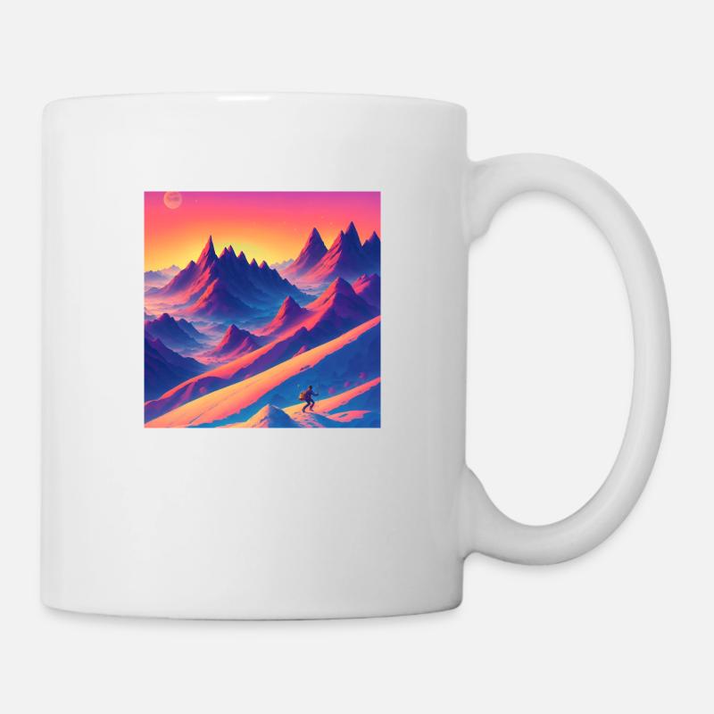 Randonnée neige sur les sommets des Alpes - Mug blanc - blanc