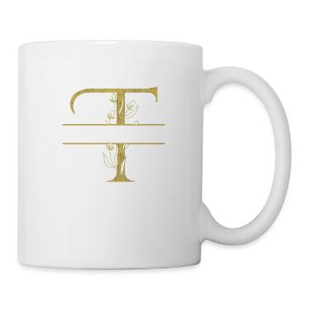lettre t doré floral personnalisé - Mug blanc - blanc - Droite