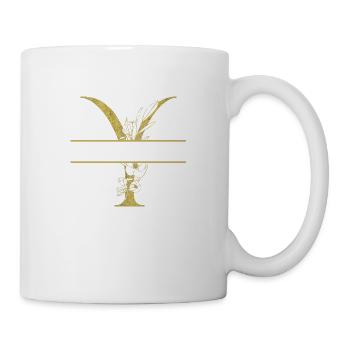 lettre y doré floral personnalisé - Mug blanc - blanc - Droite